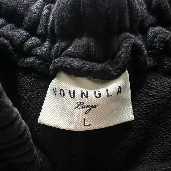 YoungLA Black Acid Wash Joggers with White Logo - Picture 4 of 4